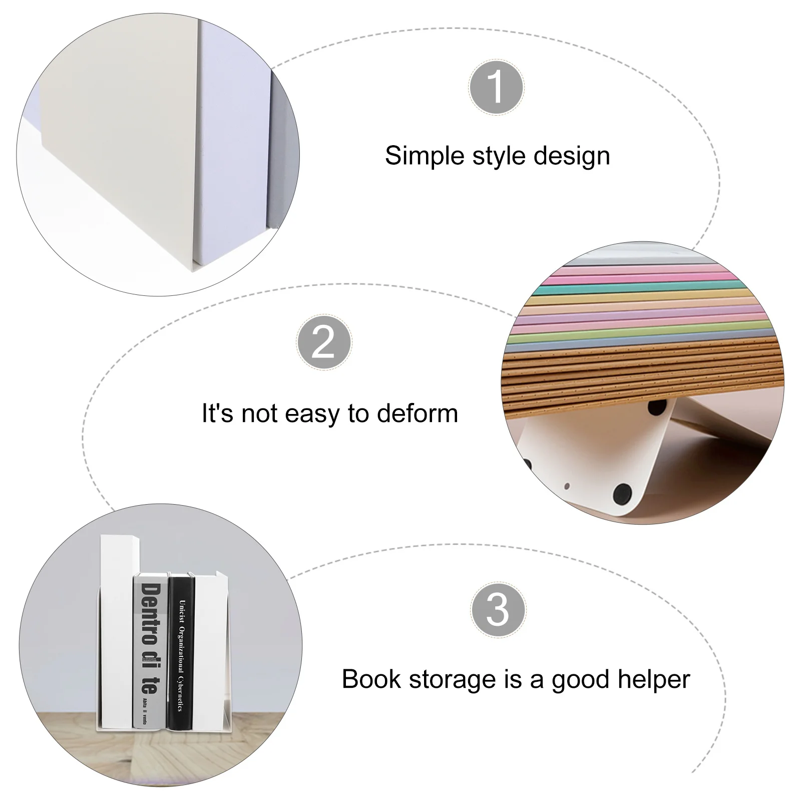 

2pcs Simple Metal Bookends Premium Desktop Book Organizer For Home Office Prevent Falling Books Protect Surfaces Iron