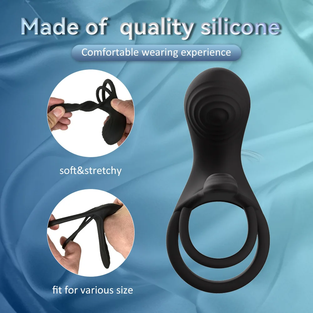 Double-ring penis ring dual-motor vibration delayed ejaculation and enlargement of erection adult sex toy 18