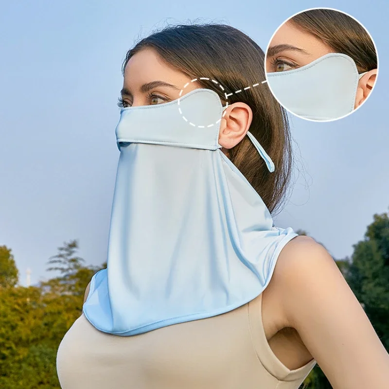 Atmungsaktiver UV-Schutz, Radfahren, Gesichtsmaske, Schal mit hängender Ohrkühlungstechnologie für Männer und Frauen, Laufen, Outdoor-Sport, UPF 50+