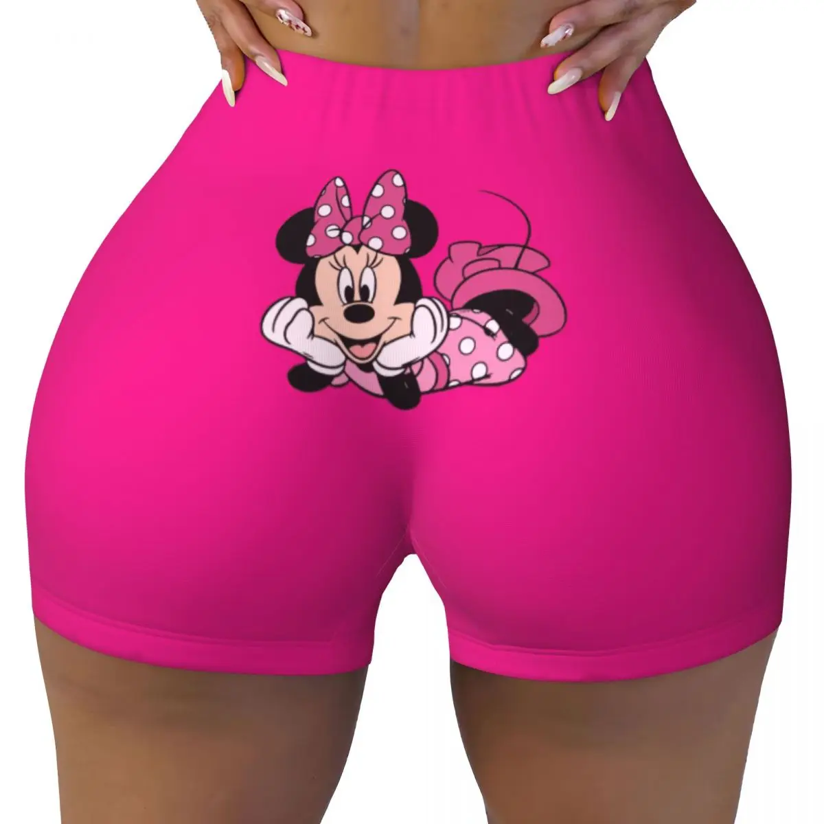 

Custom Mickey Mouse Minnie Disney Gym Volleyball Biker Shorts Women's Cartoon Workout Yoga Shorts