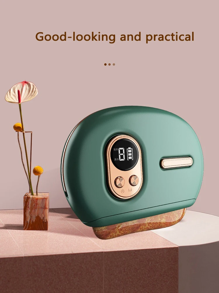 Electric GuaSha Massager Hot Stone Heating Vibration Scraping Fat Burning Neck Massage Face Skin Lifting Removal WrinkleTool