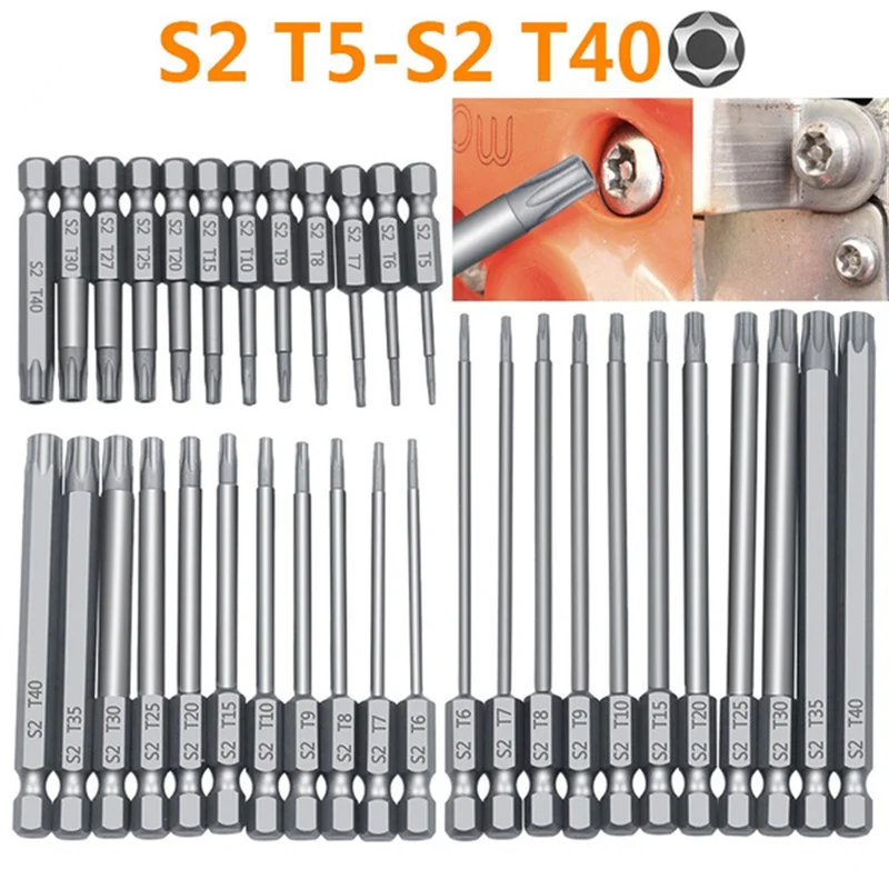 

11pcs or 12pcs Security Bit Set Tamper Proof Screwdriver Drill Bit Screw Driver Bits Torx Flat Head 1/4" Hex Driver Bits