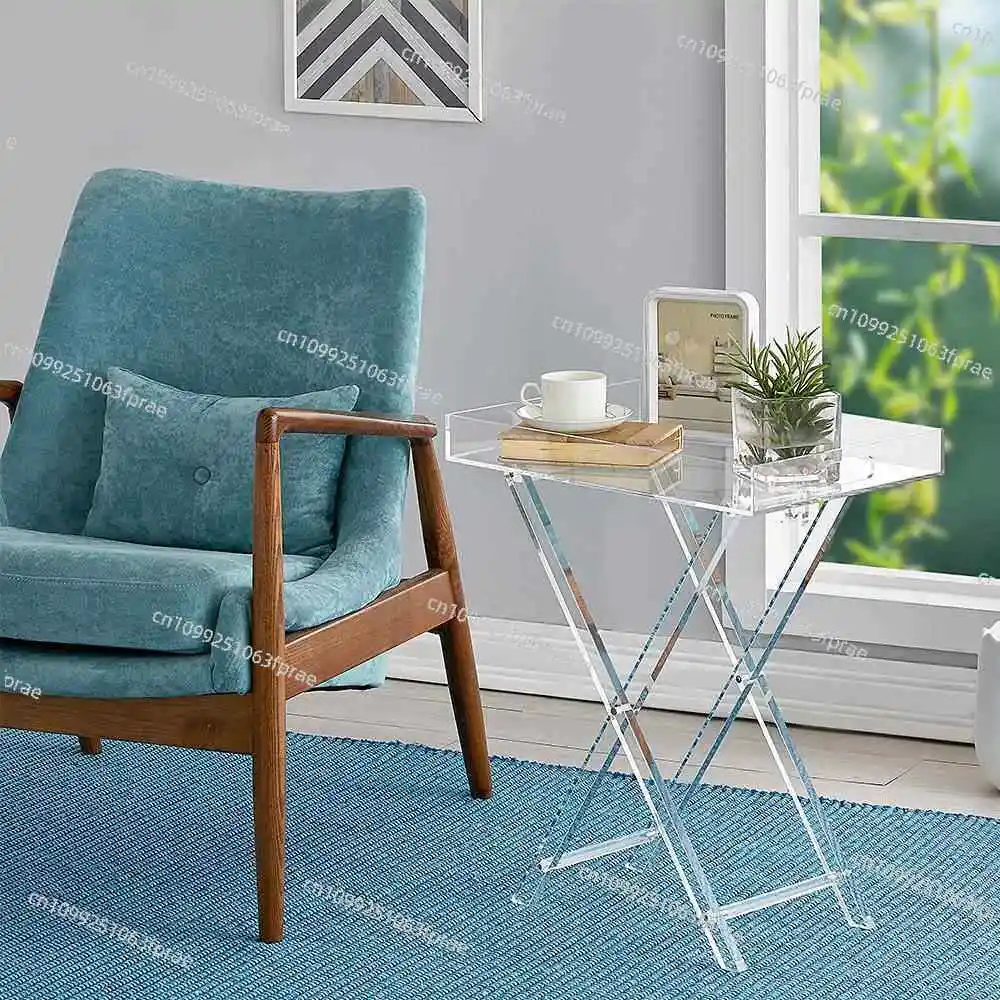 

Acrylic folding table Portable folding coffee table Internet celebrity transparent coffee table Simple bedside storage tray