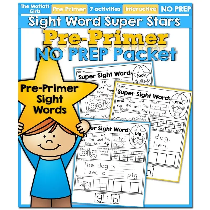 American Classroom Practice Sight Words Enlightenment Reading High Frequency 220 Words Tracing and Coloring Practice Sheets