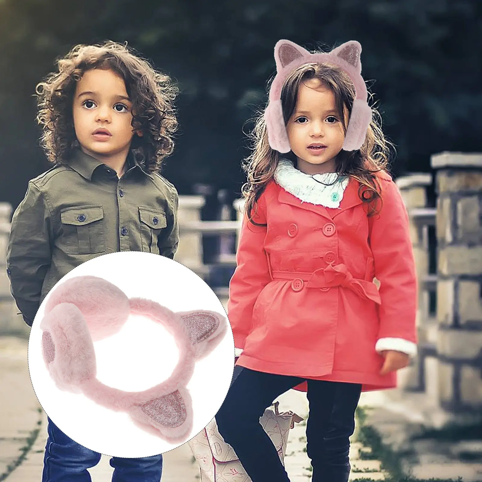 

Детские теплые зимние наушники-утеплители для девочек, ветрозащитные, для улицы, с ушками животных, подарок