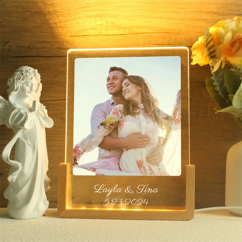 Personalized Acrylic Photo Lamp，Custom Photo LED Night Light，Photo Frame，Gift for Couple，Anniversary Gift，Wedding Gift