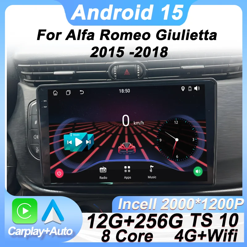 

9-дюймовый автомобильный радиоприемник Android 15 для Alfa Romeo Giulietta 2015-2018, мультимедийный видеоплеер Carplay, автоэкран, 8-ядерный Bluetooth DSP