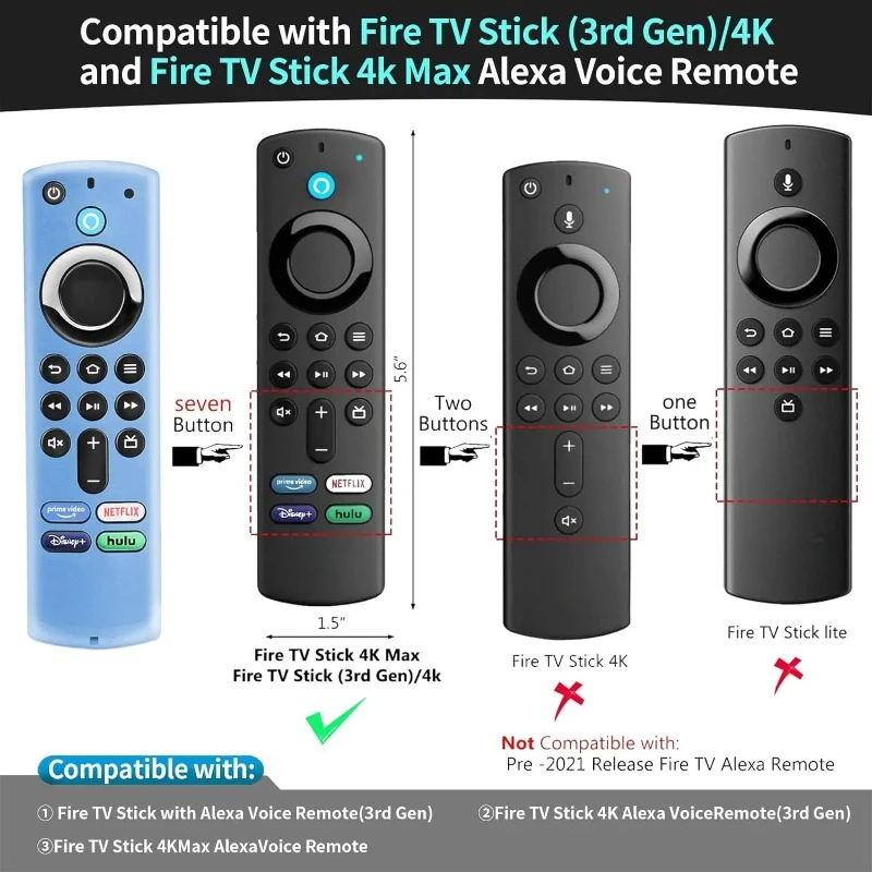 Silicone protective case For Amazon L5B83G Fire TV Stick 4K MAX/4K remote control drop proof dust and dust Glow Case