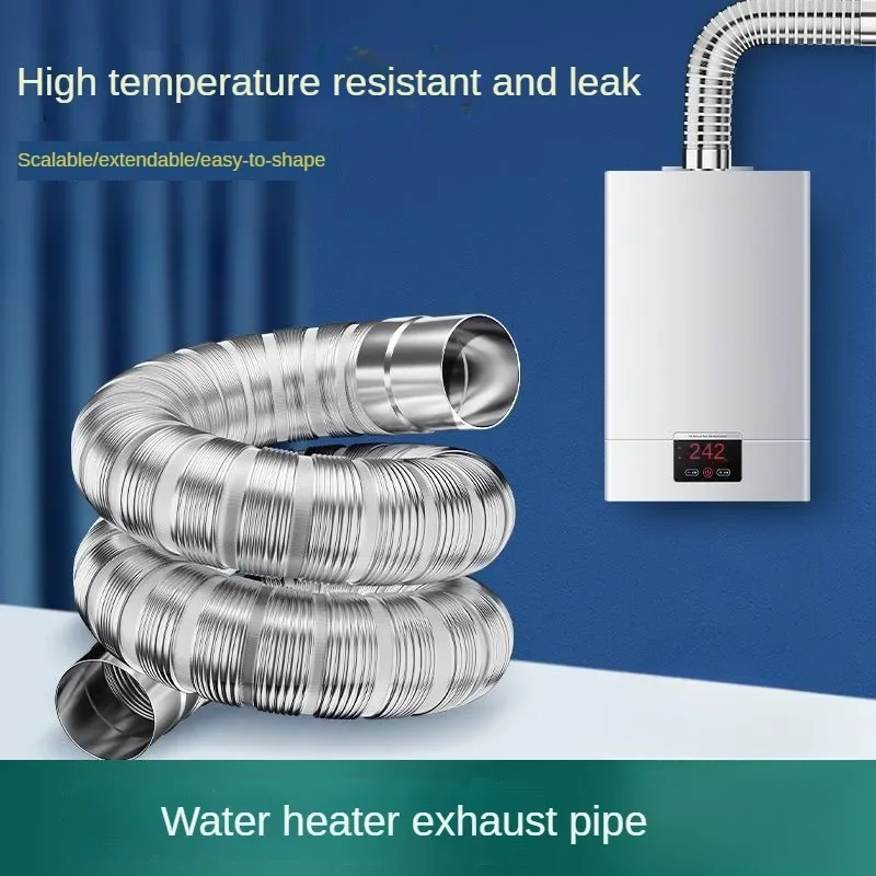 Gas Water Heater Exhaust Pipe, Aluminum Foil Stainless Steel Forced Discharge Straight Expansion Exhaust Hose