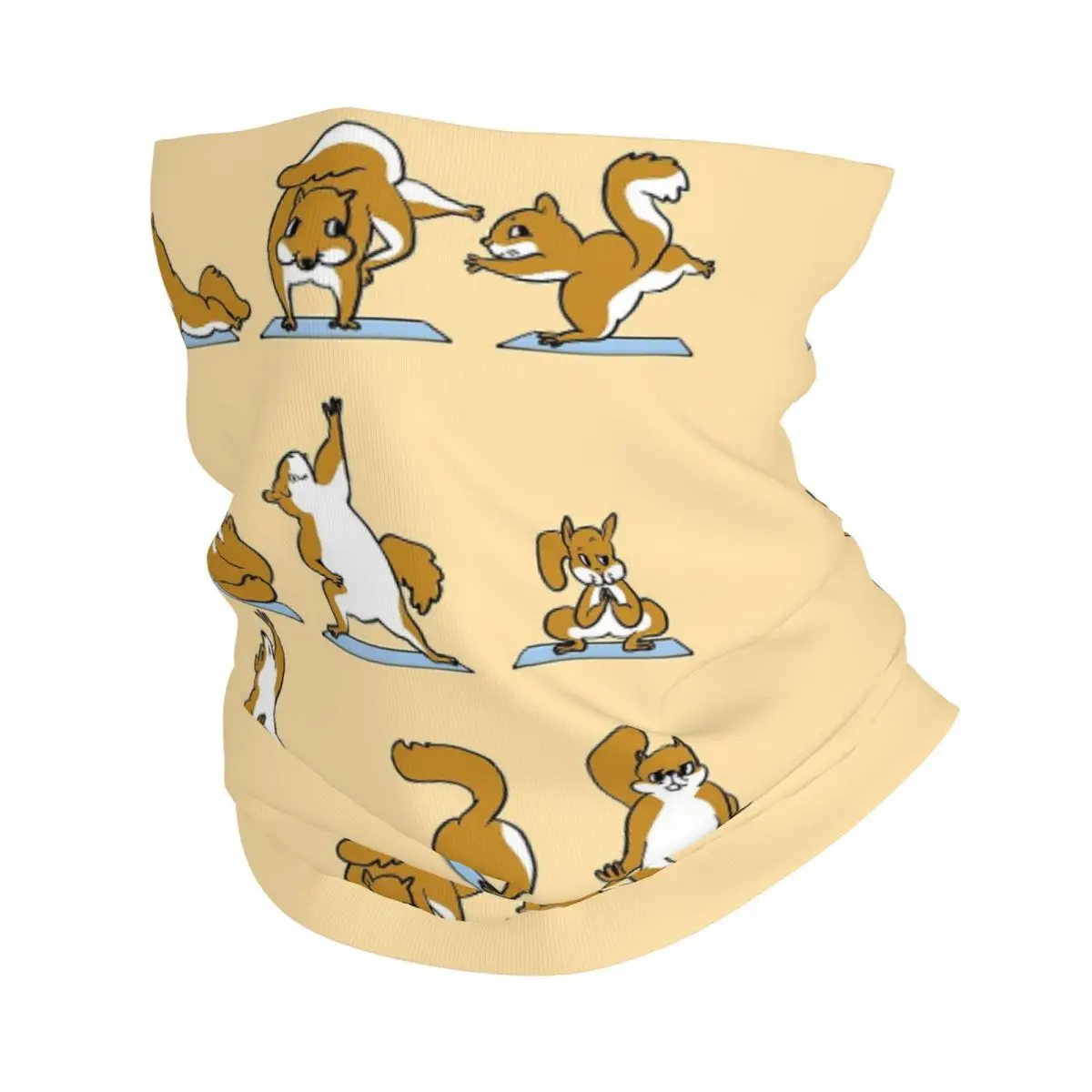 Squirrel Yoga Bandana Neck Gaiter Printed Wrap Scarf Multi-use Headband Outdoor Sports For Men Women Adult Washable