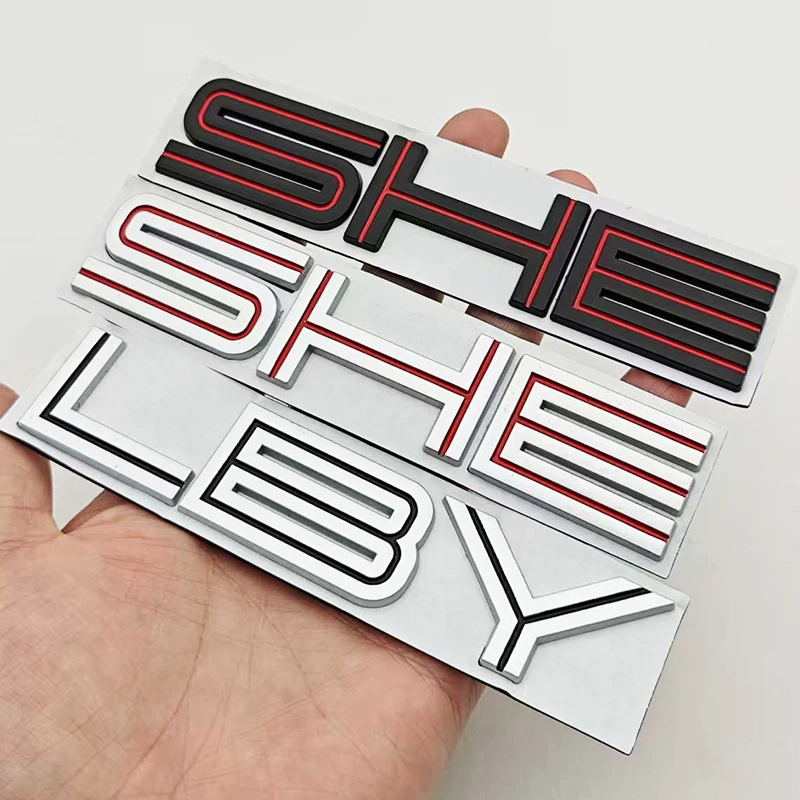 3D Metal Black Silver Red Car Sticker Letters SHELBY Logo Emblem Rear Trunk Badge For Ford Mustang SHELBY GT Auto Accessories