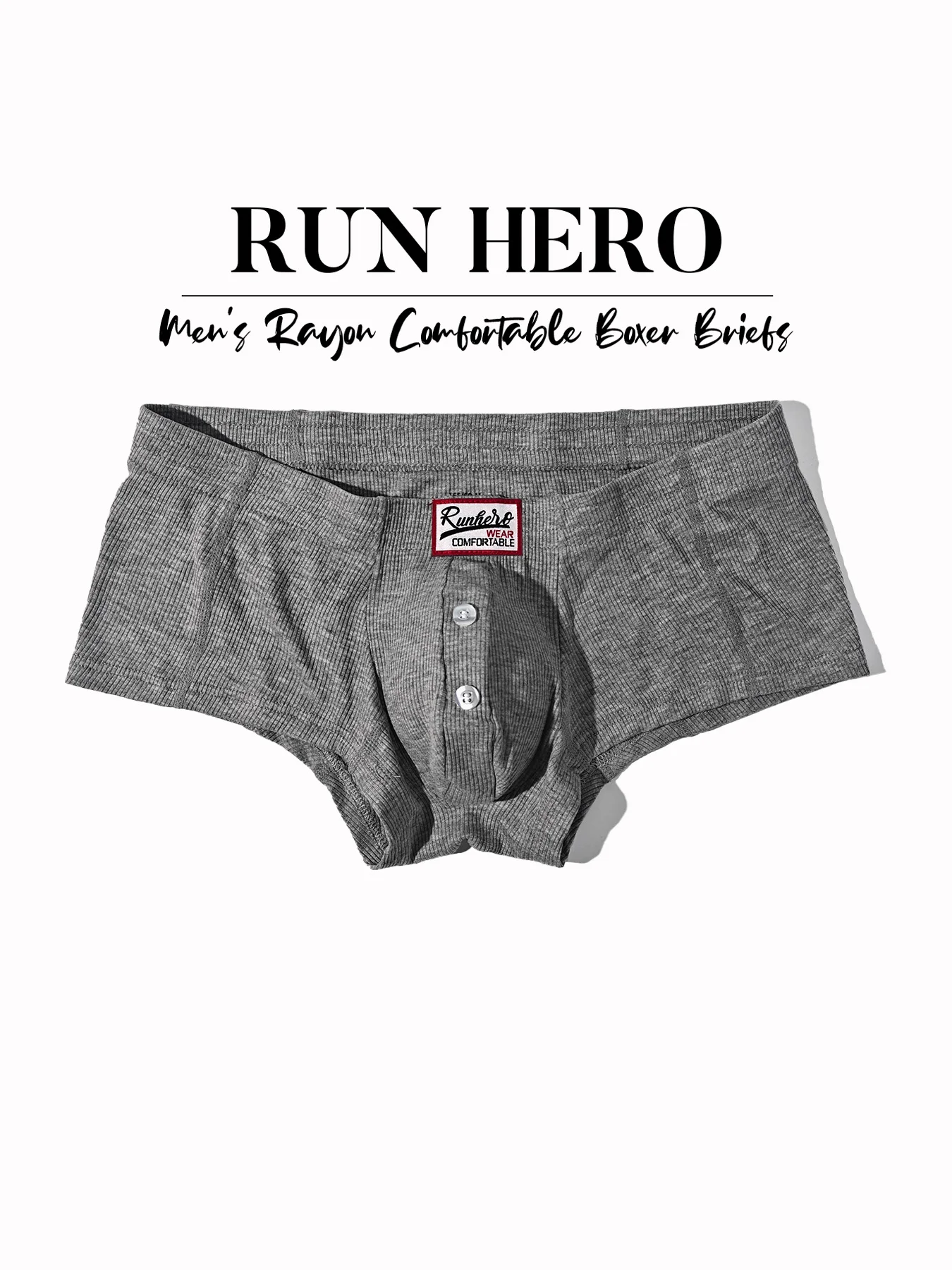 Herren Komfortable Slim Fit Flache Unterwäsche Synthetische Baumwolle Hohe Elastizität Knopf-Dekoration Einfarbige Unterwäsche – Detail 22