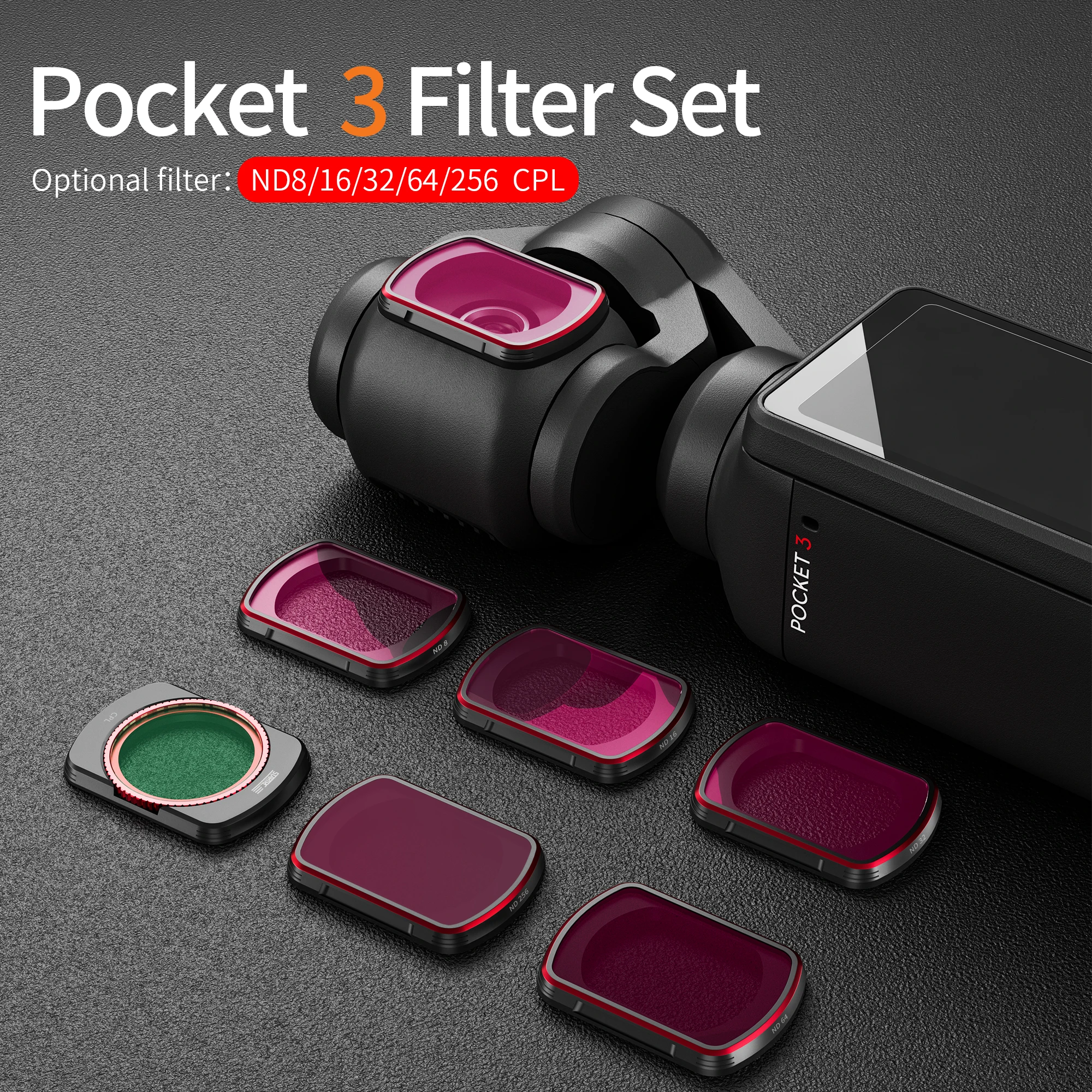 STARTRC ND Filter Set For DJI Pocket 3 Camera Lens Filter CPL UV ND8 ND16 ND32 ND64 ND256 Star Filters Osmo Pocket 3 Accessories