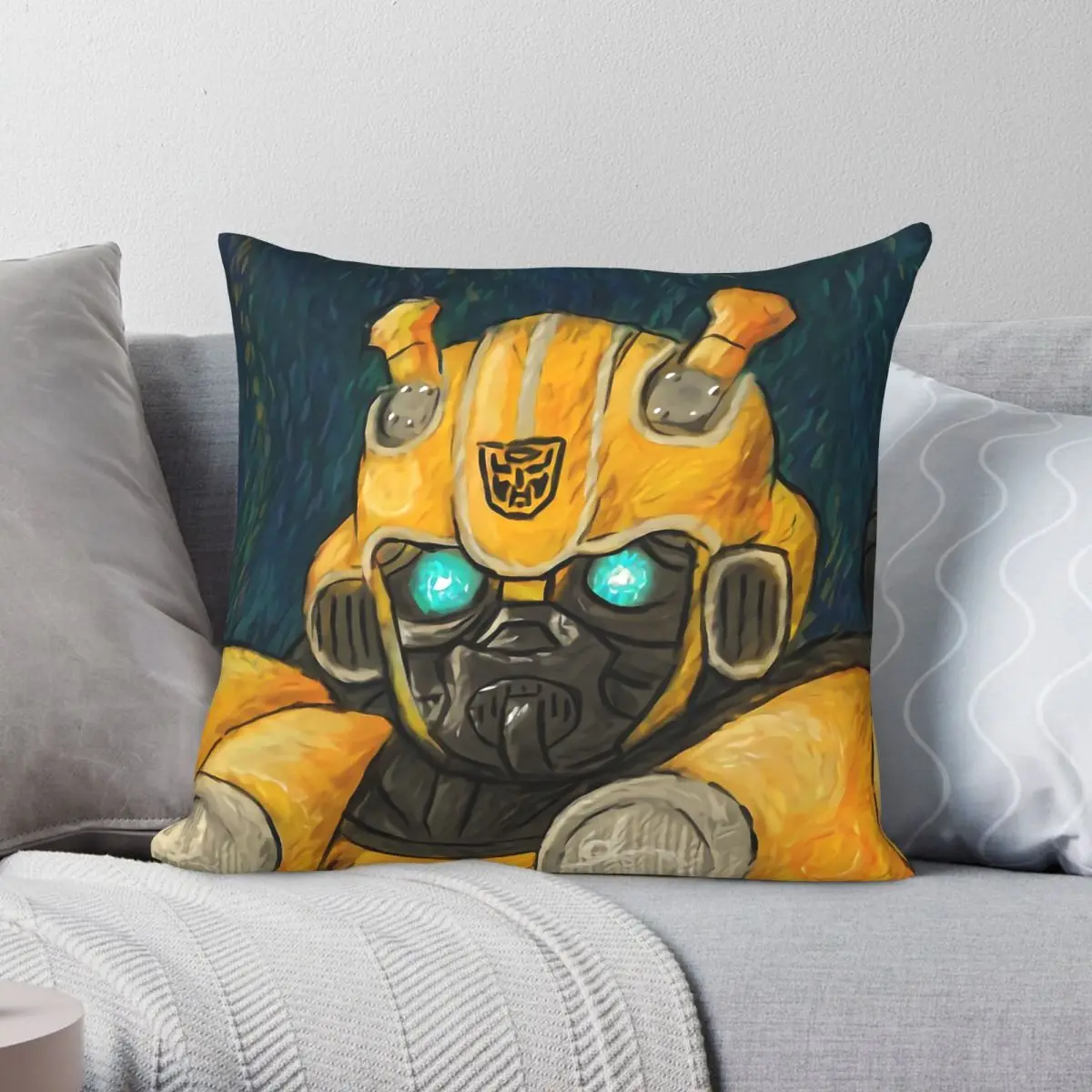 Van Gogh Bot Bumblebee Square Pillowcase Polyester Linen Velvet Pattern Zip Decorative Sofa Cushion Cover 18