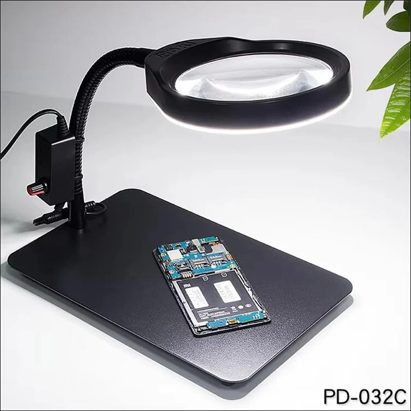 5x 8x 10x lupa led luz de mesa luz da luz do dia lâmpada de mesa 48 led multi-função desktop lâmpada de ampliação por atacado