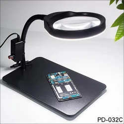 5X 8X 10X Industrial Magnifying Glass Multi-functional Desk Magnifier Lamp Flexible Loupe With Light Magnifying Glass Tool