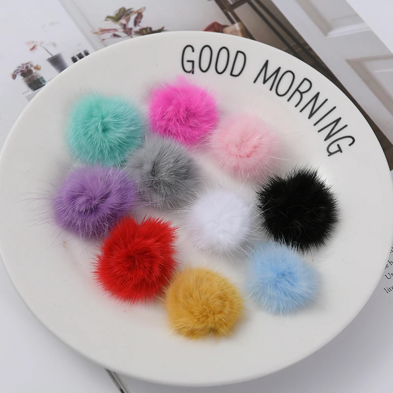 10pc 3cm Pompom Loisir Creatif Mink Pompon Balls Pompoms for Ring Keychain Shoes Hat Fluffy Pom Pom Pompones Diy Craft Supplies