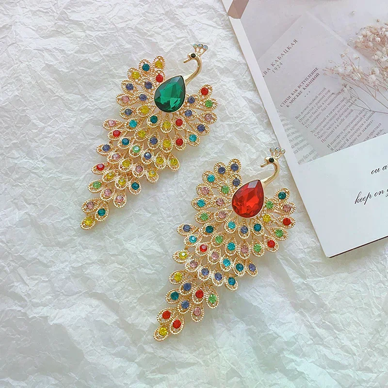 Fashion Rhinestone Peacock Brooches For Women Coat Party Jewelry Accessories Gifts
