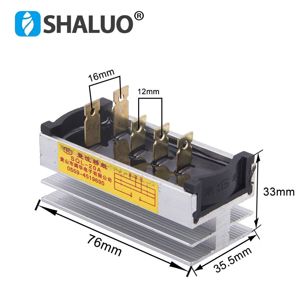 Three phase SQL20A 20amp generator rectifier Aluminum Heatsink Diode Bridge Rectifier kit for generator 20A Iron Pin power diode