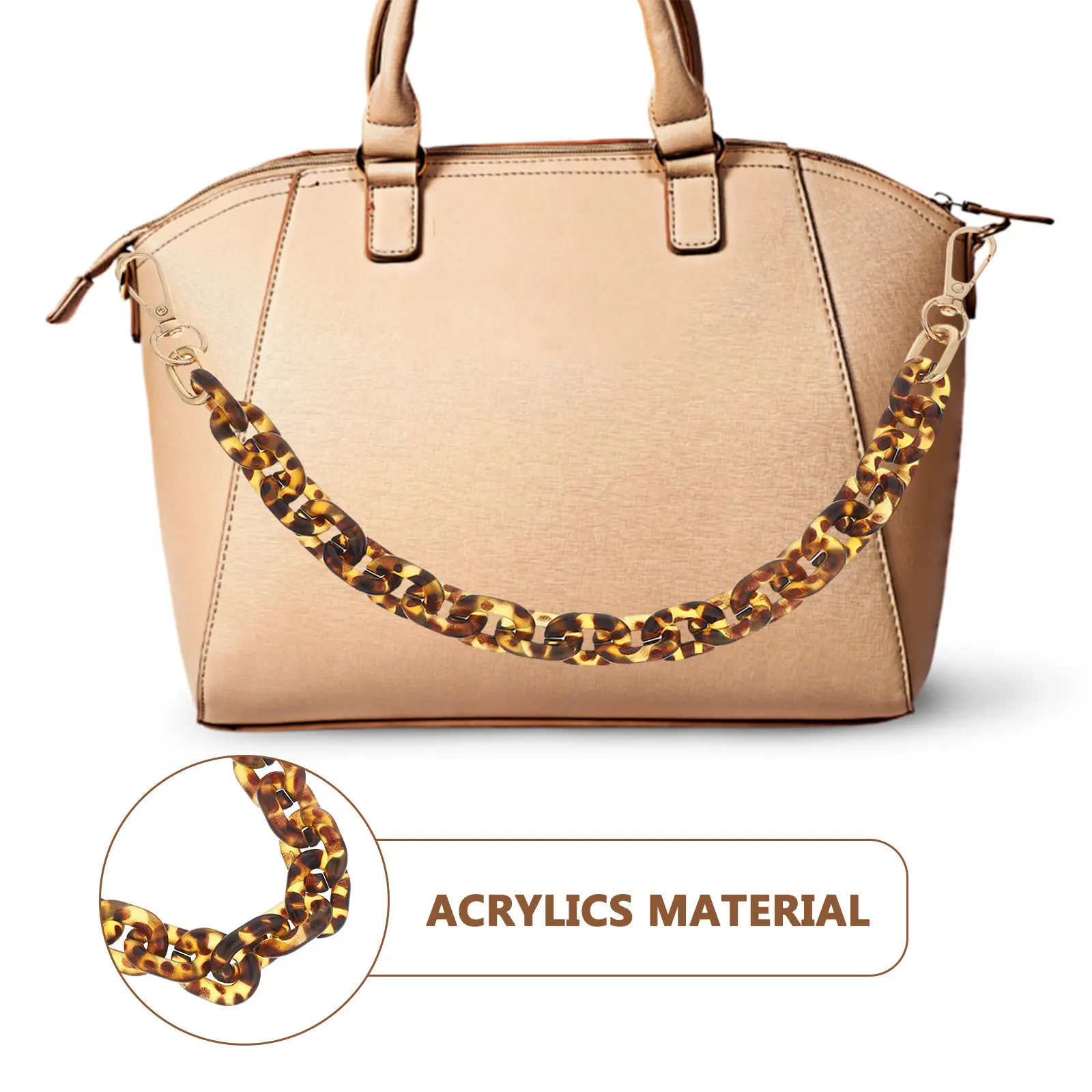 3Pcs Chain Decoration Acrylic Leopard Print Purse Chain Strap Replacement Clutch Handles Bag Strap Extender Replacement
