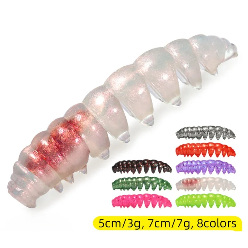 

JingYU TPR Soft Bait Simulates Road Bait 5cm 7cm Floating Multi-knot Sandwich Supercontinent Worm Soft Tanta Fishing Lures Pesca