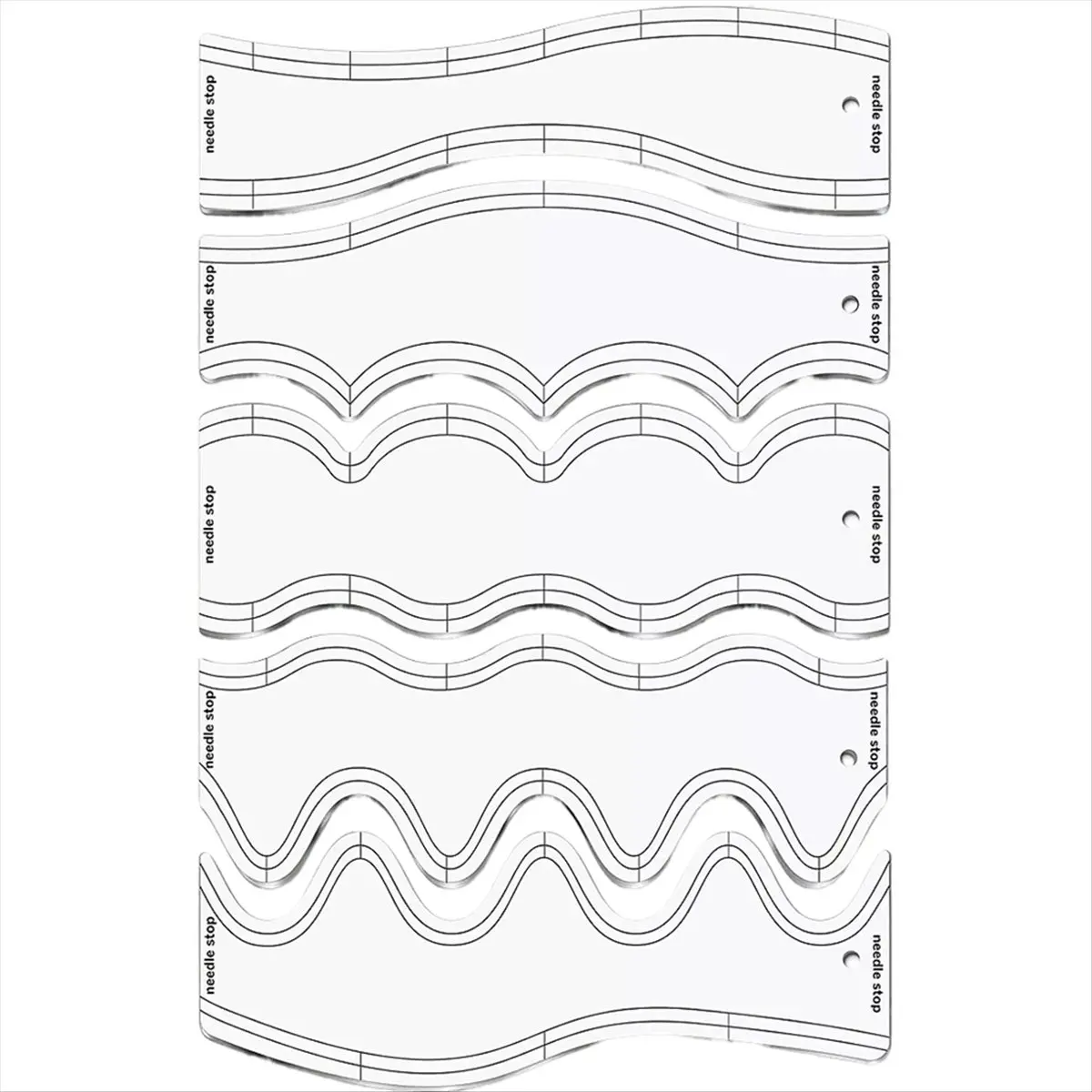 ABJS 5 Pcs Acrylic Wave Ruler Quilting Stencils DIY Drawing Template Measure Tailor Ruler Soft Patchwork Ruler