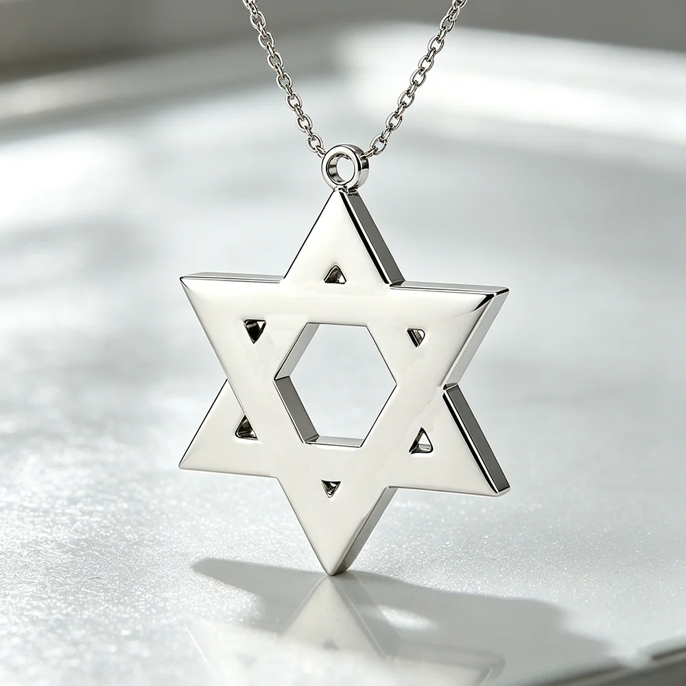 

Fnixtar Custom 20pcs Star of David and Jewish Pendant Necklace Sweater Chain 20mm Hexagram Judaism Stainless Steel Jewelry