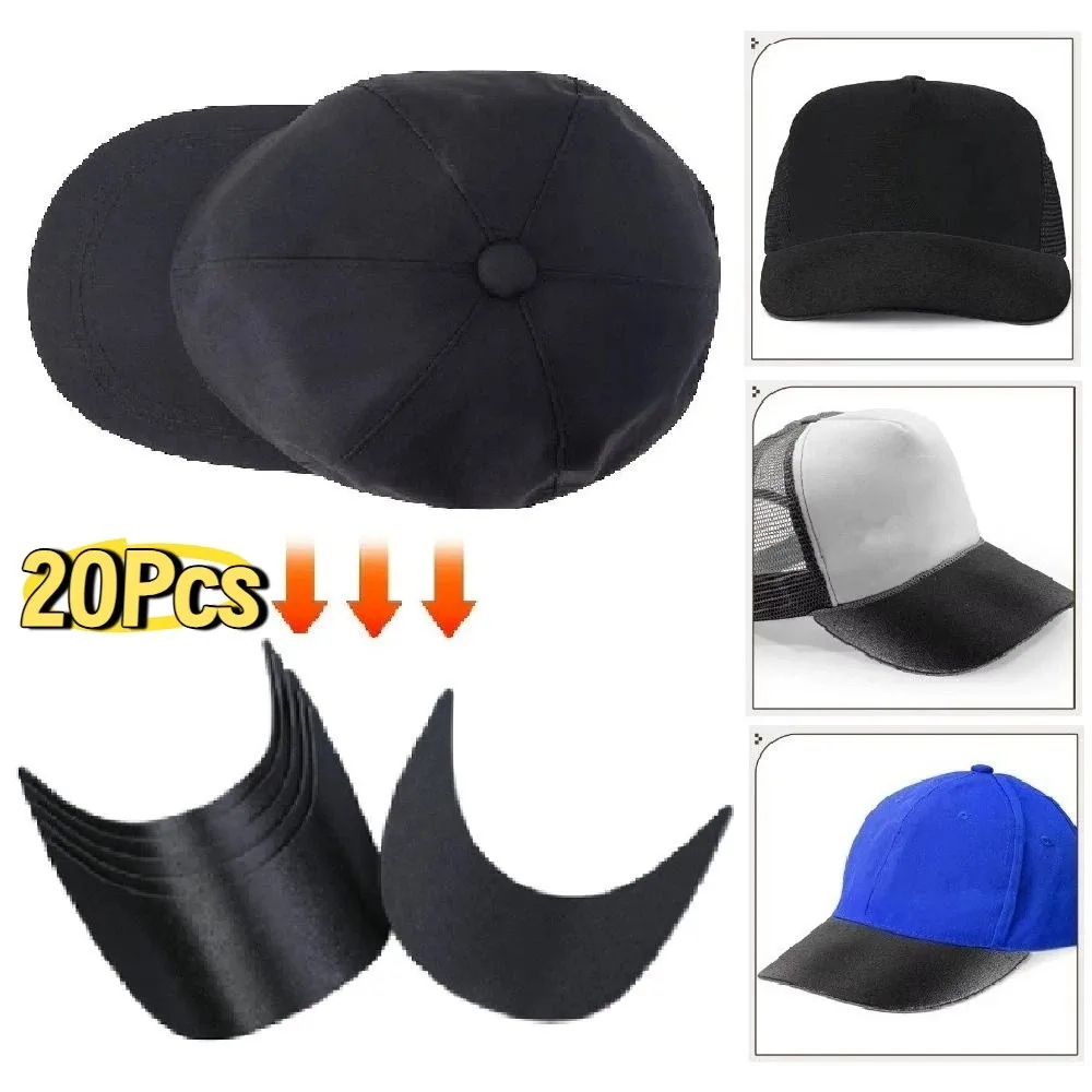 20Pcs DIY Baseball Cap Brim Peaked Plastic Removable Hat Brim Inserts Comfortable To Wear Easy Insert Cap Brim Replacement
