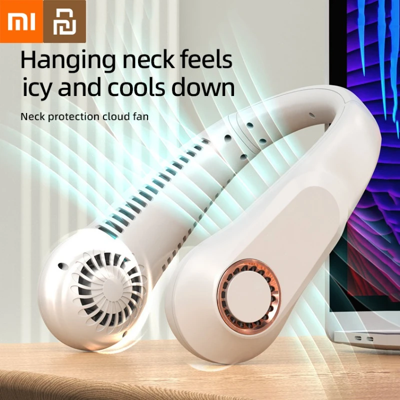 Xiaomi Youpin-ventilador de cuello colgante, portátil, sin aspas, Mini USB, recargable, silencioso, pantalla Digital LED, ventilador eléctrico, Enfriador de aire de verano