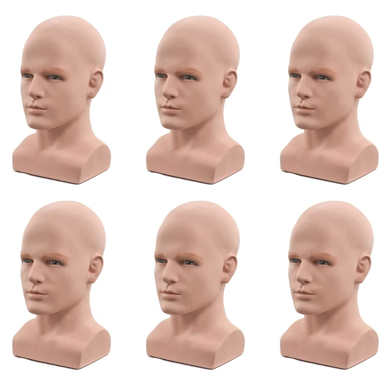 

ABFU-6X Male Mannequin Head Professional Manikin Head For Display Wigs Hats Headphone Display Stand (Skin Color)