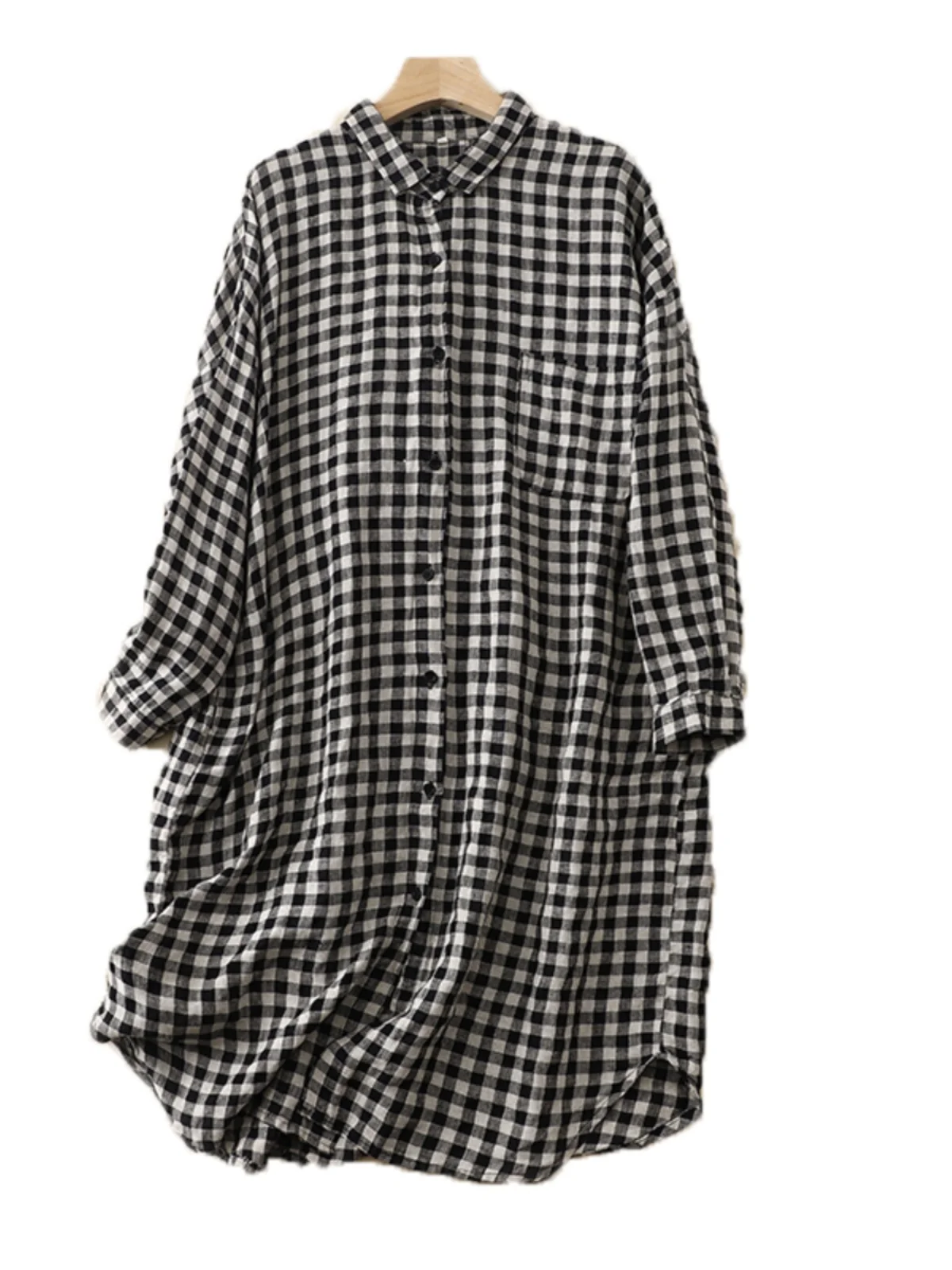 قطن كتان طويل Sve irt Dr Women أوائل الخريف Faion كاجوال فضفاض متوسط الطول على شكل حرف a مع سترة مفتوحة #5