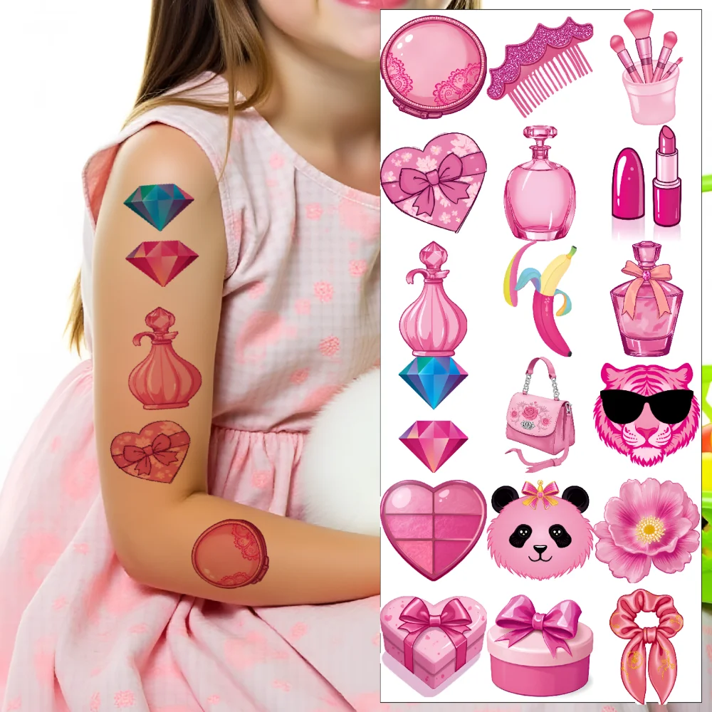 63pcs Temporary Tattoo Makeup Brush Temporary Tattoo Stickers Diamond High Heels Waterproof Long-lasting Body Stickers For