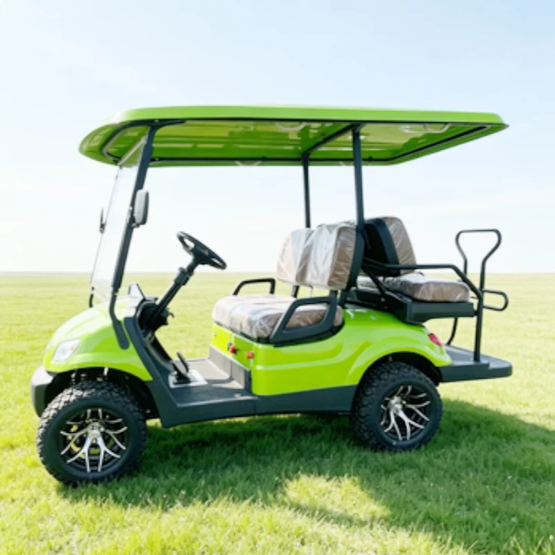 2026 New Model Style 4 Seater Sightseeing Club Cart Electric Golf Cart For Golf Courses 12-Inch Off-Road Tires Upholstered Seat