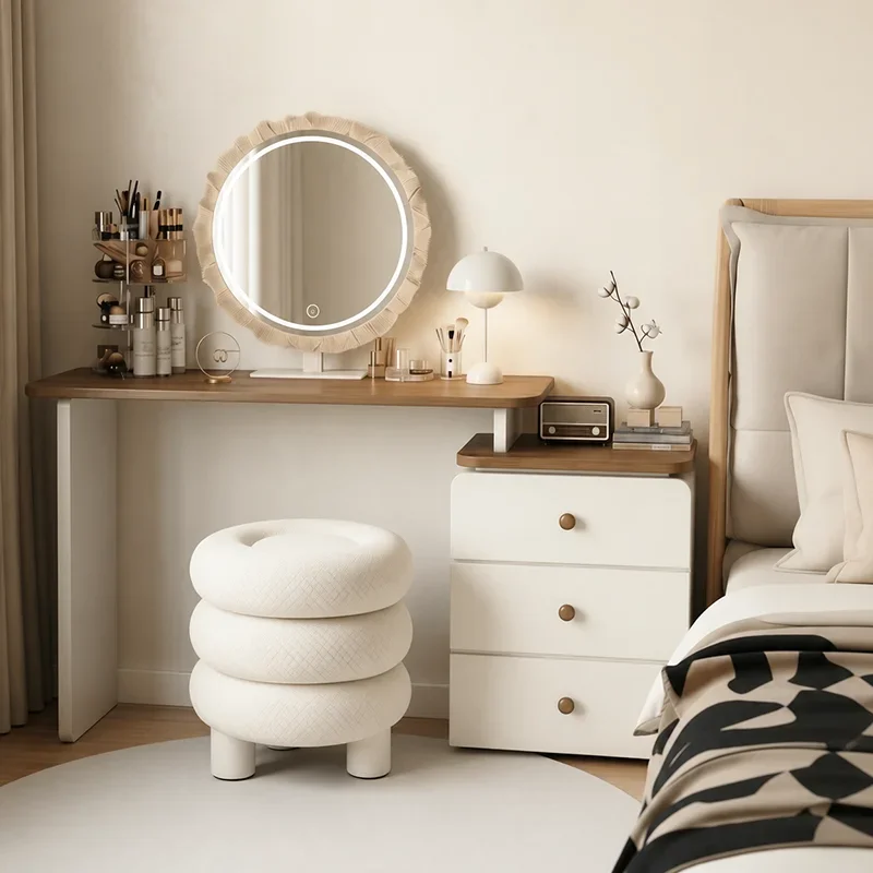Stylish Polished Functional Oak Dressing Table Distinctive Sleek Mirrored Compact Dressing Table Penteadeira Modern Furniture