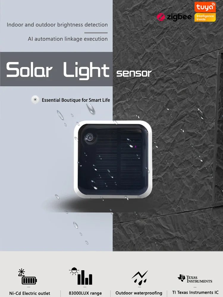Haozee Tuya Zigbee Solar Light Sensor IP65 Waterdicht Draadloos Smart met zonne-energie Ondersteuning Home Assistant Zigbee2mqtt - afbeelding 2