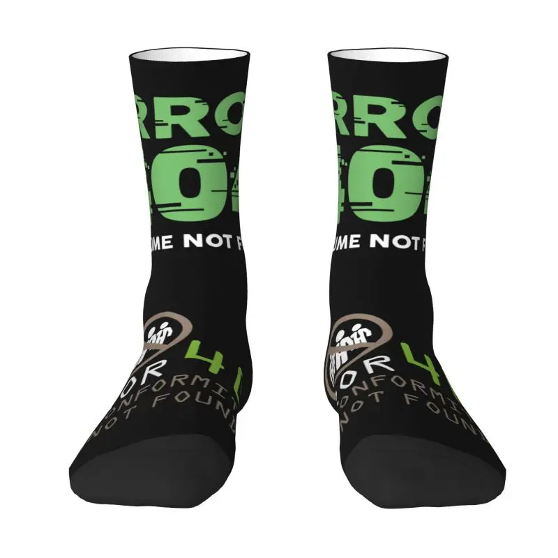 Cute Error 404 Conformity Not Found Socks Men Women Warm 3D Printed Computer Geek Programmer Sports Basketball Crew Socks