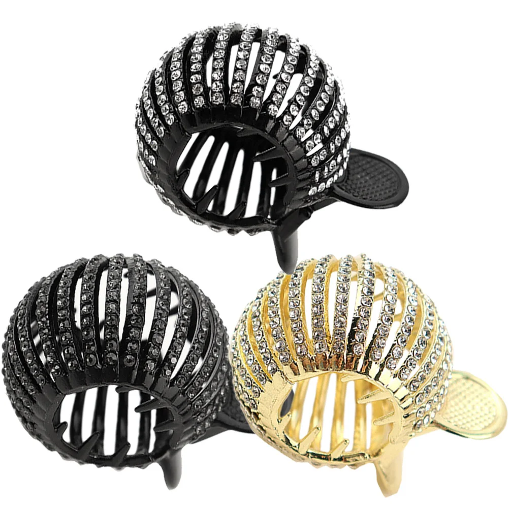 

3Pcs Rhinestone Hair Claw Clips Small High Ponytail Holder Styling Tools Random Color Practical Design for Daily and Special