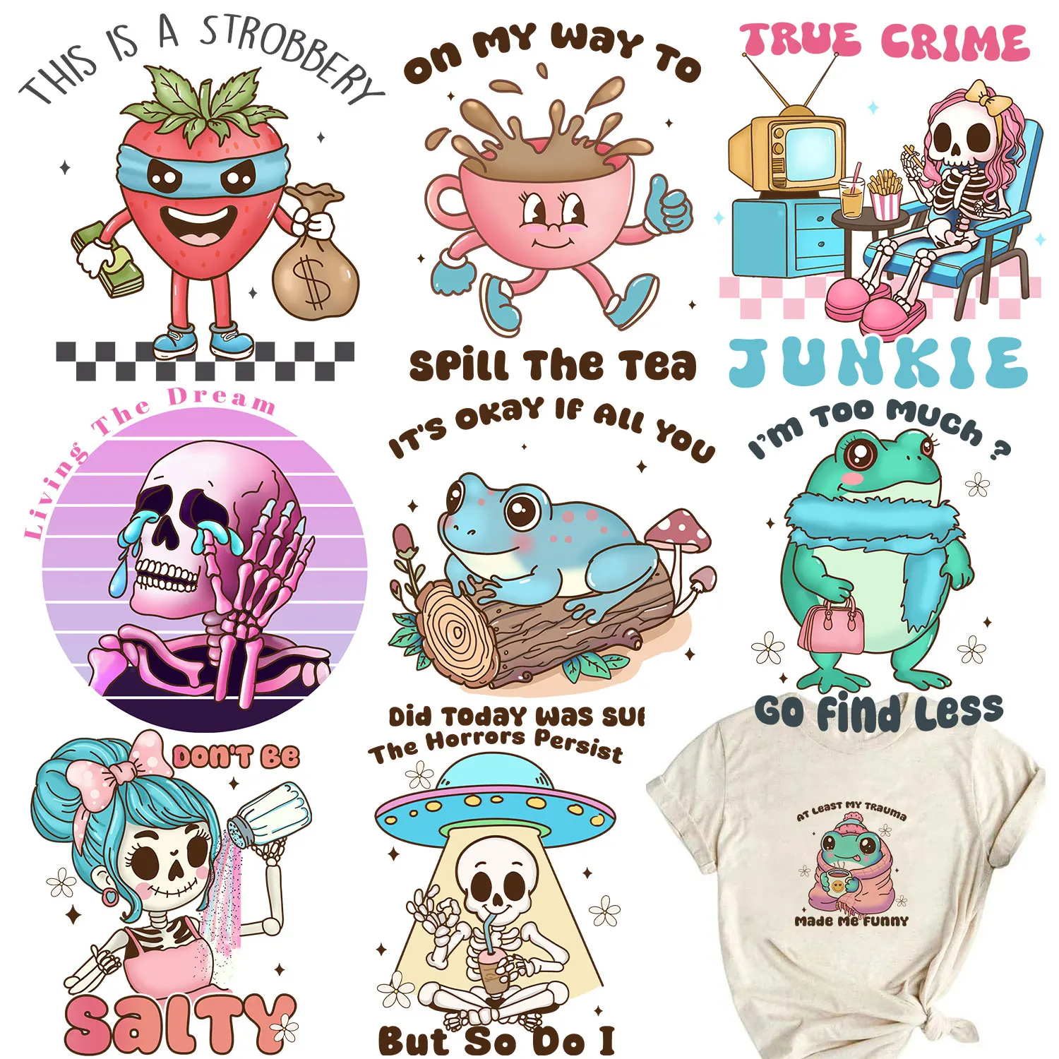 Iron on Transfer Cute Frog Cartoon Stickers Patch for Cloth Versatile Fabric Transfer Designs Easy to Use DIY Decoration