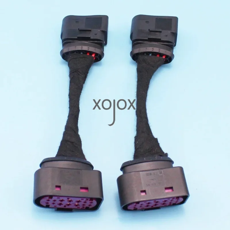 XOJOX For VW Golf MK6 1J0973737 2PCS Xenon Headlight 10 to 14 Pin Wiring Harness Connector Plug Adapter