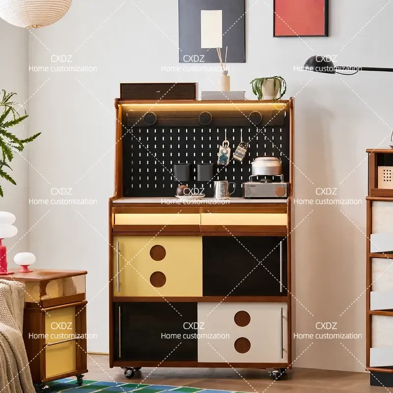 Nordic Medieval Solid Wood Rock Slab Dining Side Cabinet Antique Coffee Table Living Room Storage Locker Japanese Style Wall
