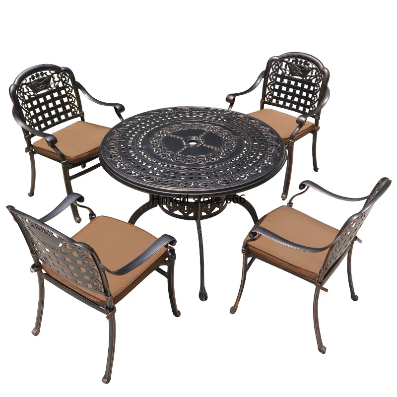 Outdoor tables and chairs courtyard combined terrace garden cast aluminum waterproof and sunscreen