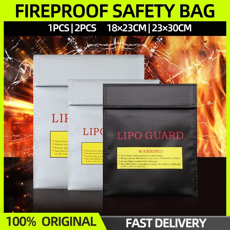 1/2PCS Fireproof RC LiPo Battery Safety Bag Portable Safe Guard Charge Sack 18x23cm 23x30cm Explosion Proof Fire Resistant