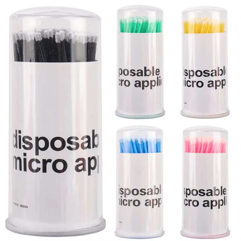 100pcs Canned Disposable Micro Cotton Swabs Applicators Bendable Brushes Eyelash Extensions Tool Cleaning Makeup Accessories ﻿
