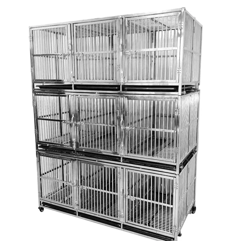 Stainless Steel Dog Cage Multi-layer Cage Boarding Cage For Large, Medium-sized, Dog Kennel Heavy Duty Dog Crate