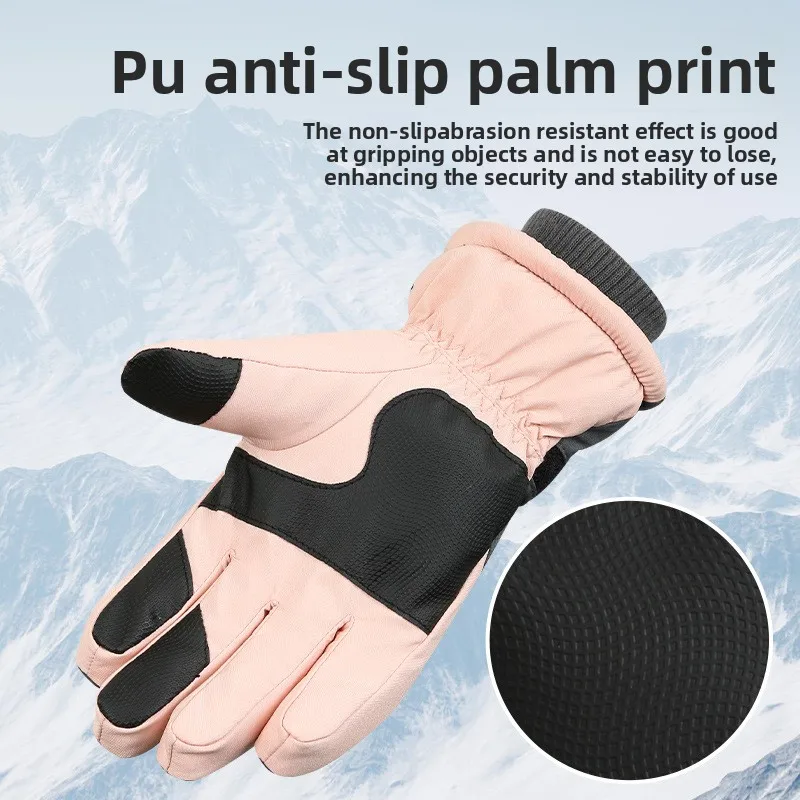 قفازات التزلج النسائية الشتاء قفازات ركوب الدراجات قفازات الصوف سميكة الدفء في الهواء الطلق والبرد واقية ركوب قفازات قطنية #4