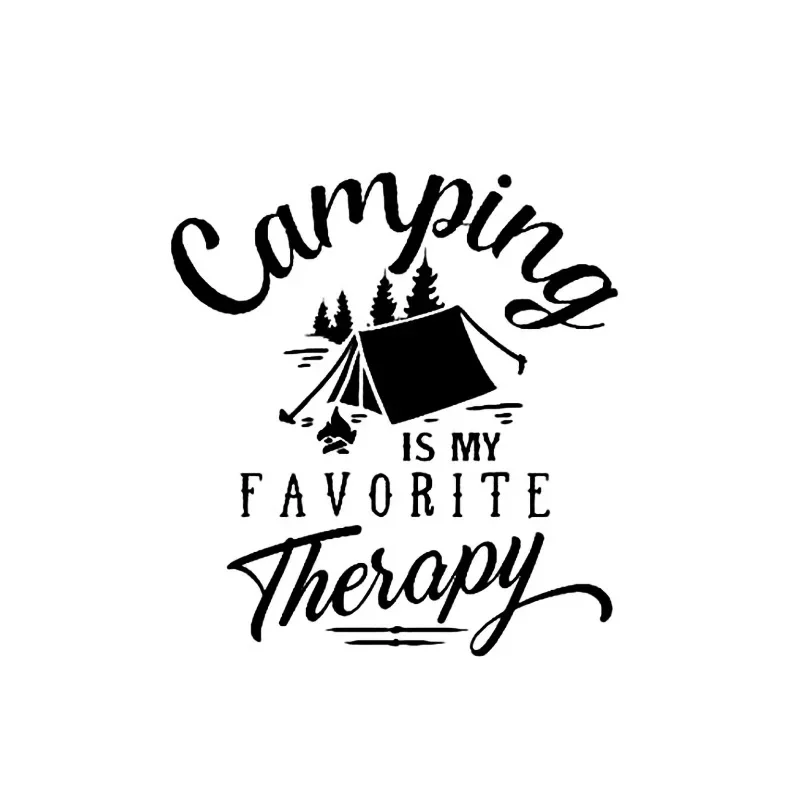 Camping Is My Favorite Therapy Quotes Sticker KK Vinyl Funny Car Stickers Trees Outdoors Nature Car Decal Car Accessories