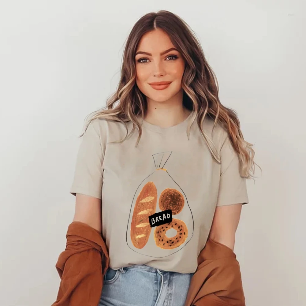 

Graphic T-shirt Bread Bag T-shirt Premium Cotton High Quality Oversize Colorful T-shirt Bakery Items Print Foodie Y2K Style