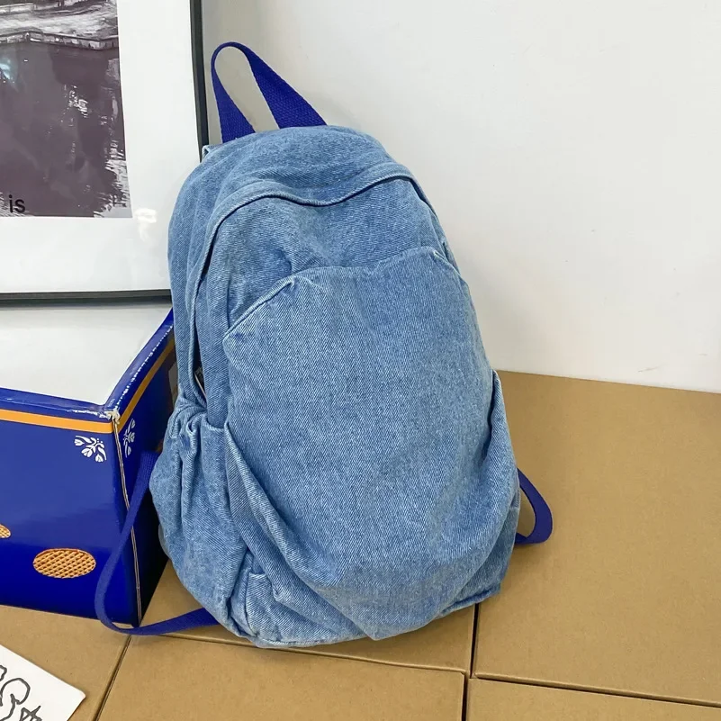 Vintage Denim Jean Women Backpacks Preppy Style Shoulder Bags Girls School Bags Travel Casual Daypacks Casual Travel Bagpack