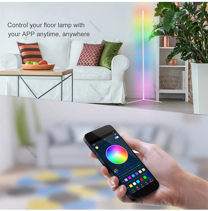 Tuya RGB Floor Lamp 200cm White Smart APP Remote Control Modern Corner Floor Light Atmospheric Festival LED Stand Lighting