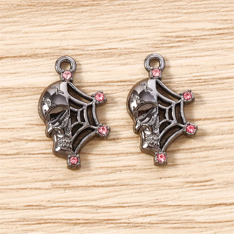 5 Stück 11x19mm Punk-Metall-Skelett-Spinnennetz-Anhänger für die Herstellung von Halsketten, Ohrringen, Armbändern, DIY-Bastelarbeiten und Schmuckzubehör – Detail 9